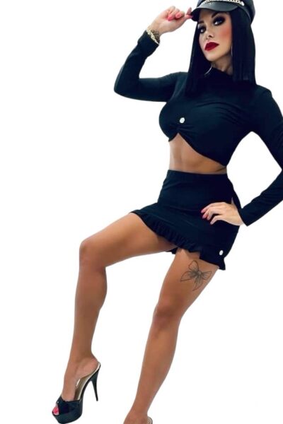 Komplet Lola Bianka czarny top spódnica