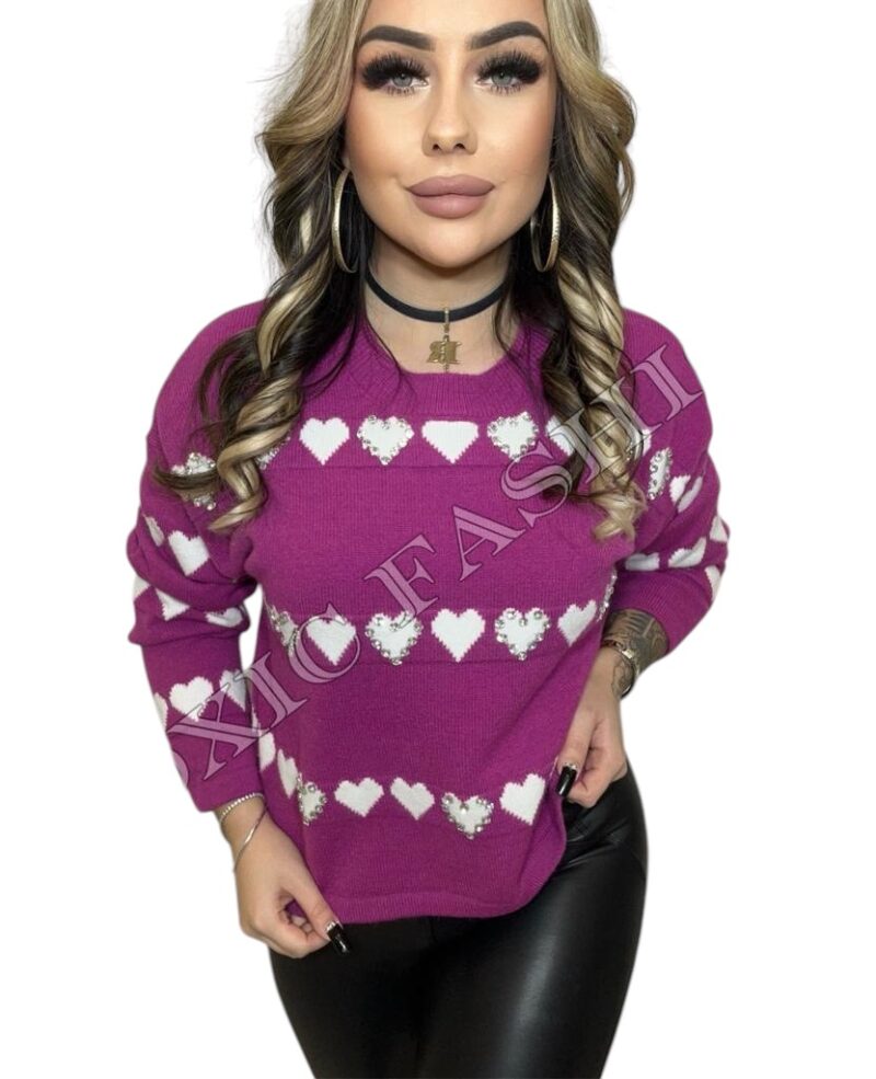 Sweter damski różowy bluzka dzianinowa różowa