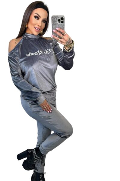 Dres Lola Bianka dres welurowy szary