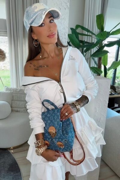 Komplet Lola Bianka biały bluza ze spódnicą