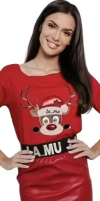 Bluzka czerwona świąteczna La Mu