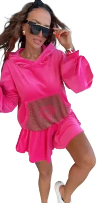 Dres Lola Bianka welurowy różowy