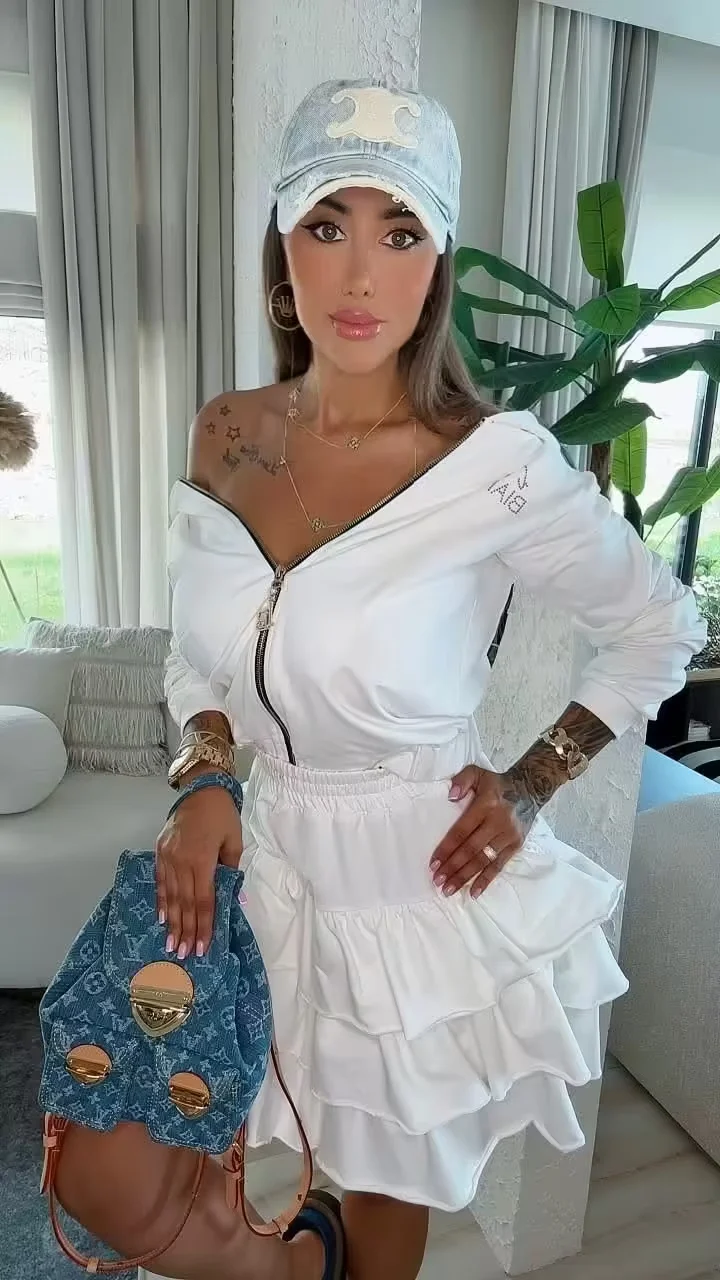 Komplet Lola Bianka biały bluza ze spódnicą - obrazek 3