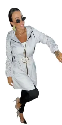 Płaszcz Lola Bianka szary z paskiem