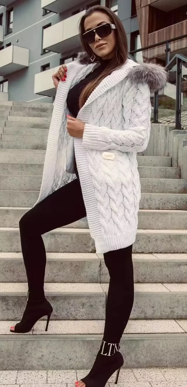 Sweter Lola Bianka biały kardigan - obrazek 2