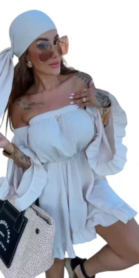 Sukienka Lola Bianka hiszpanka muślinowa beżowa *SALE*