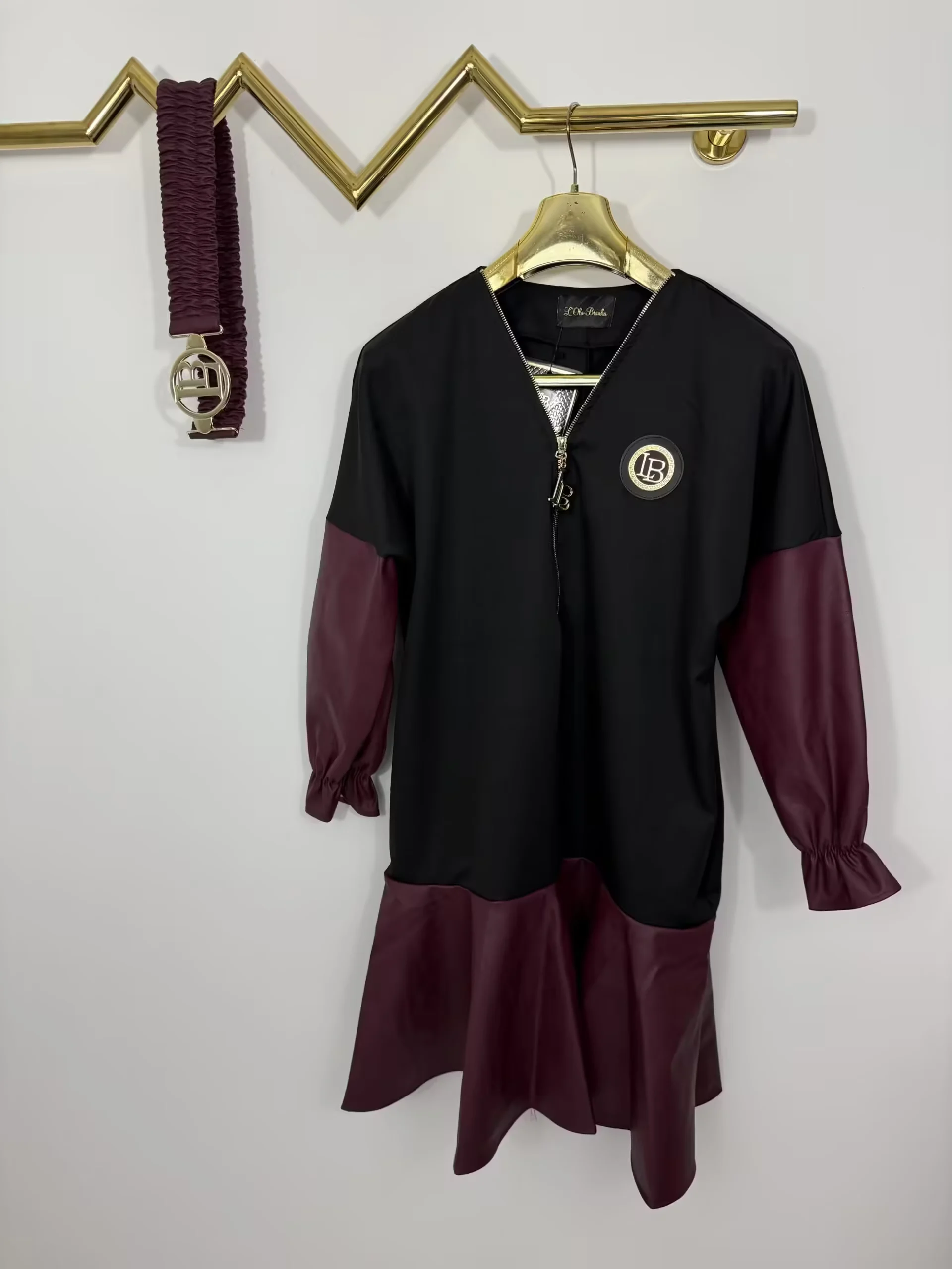 Sukienka Lola Bianka sukienka bordowa z ekoskórki - obrazek 5