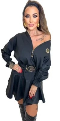 Sukienka Lola Bianka sukienka czarna z ekoskórki