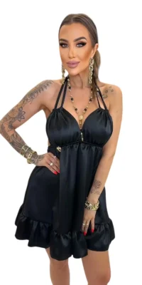 Sukienka Lola Bianka czarna na ramiączkach