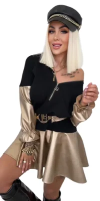 Sukienka Lola Bianka sukienka złota z ekoskórki