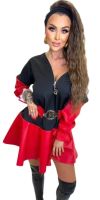 Sukienka Lola Bianka czerwona z ekoskórki