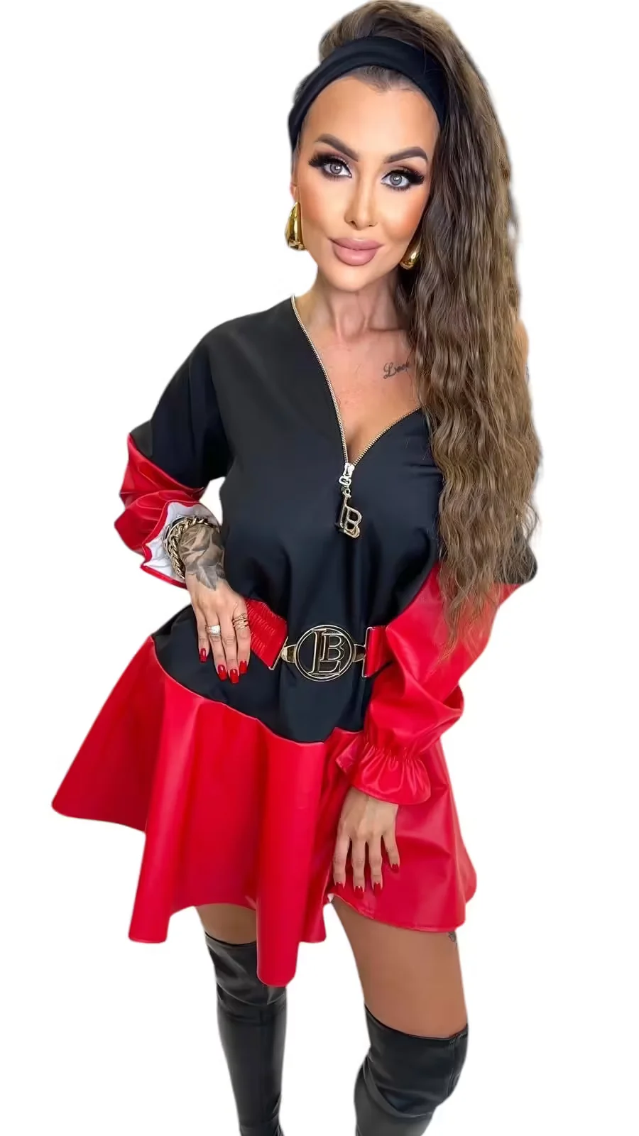 Sukienka Lola Bianka czerwona z ekoskórki