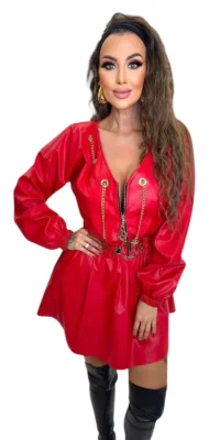 Sukienka Lola Blanka czerwona z ekoskórki SALE