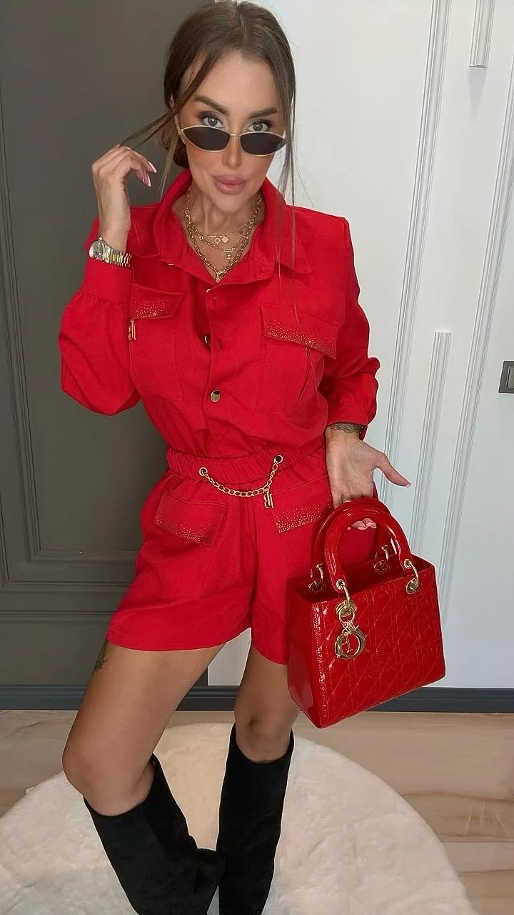 Komplet Lola Bianka czerwony koszula spodenki - obrazek 11