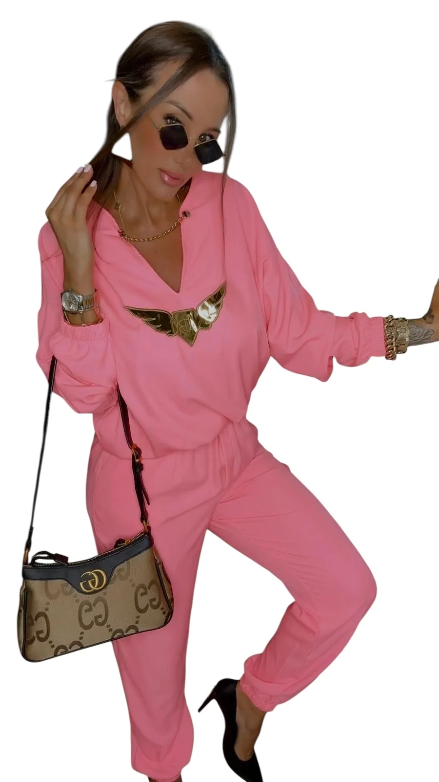 Dres Lola Bianka komplet elegancki koral