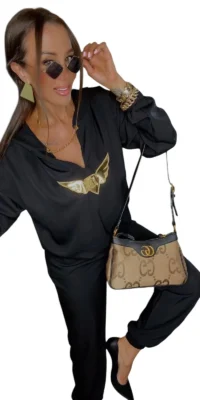 Komplet Lola Bianka czarny klasyczny dres