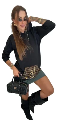 Bluza Lola Bianka czarna tunika dresowa