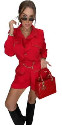 Komplet czerwony Lola Bianka koszula spodenki