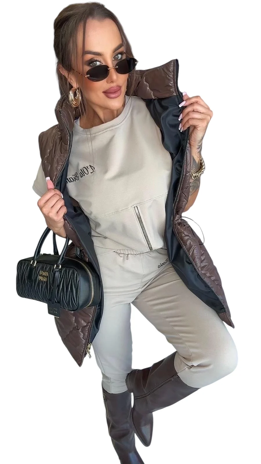 kamizelka brązowa lola bianka bezrękawnik