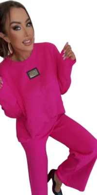 Dres Lola Bianka różowy komplet dzianinowy