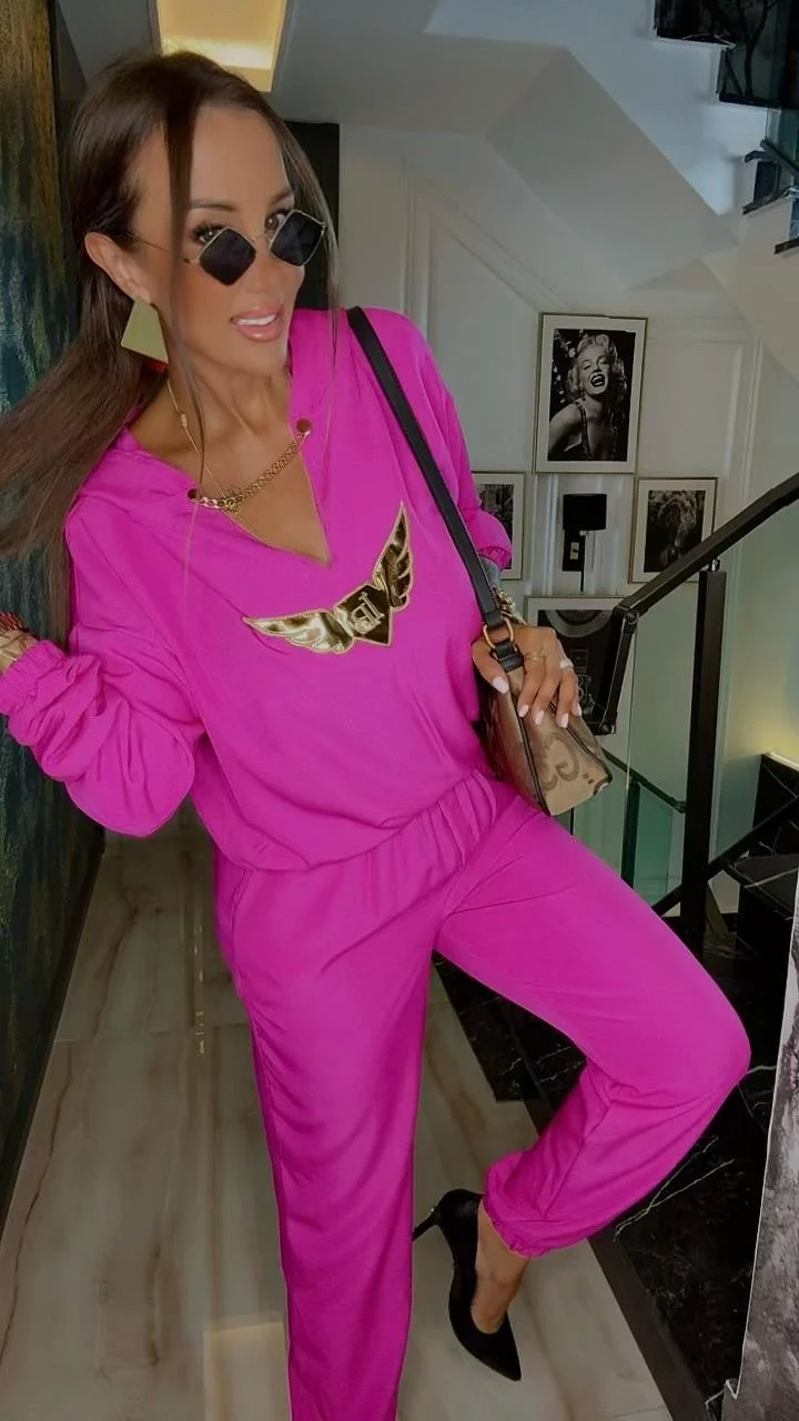 Dres Lola Bianka komplet różowy elegancki - obrazek 3