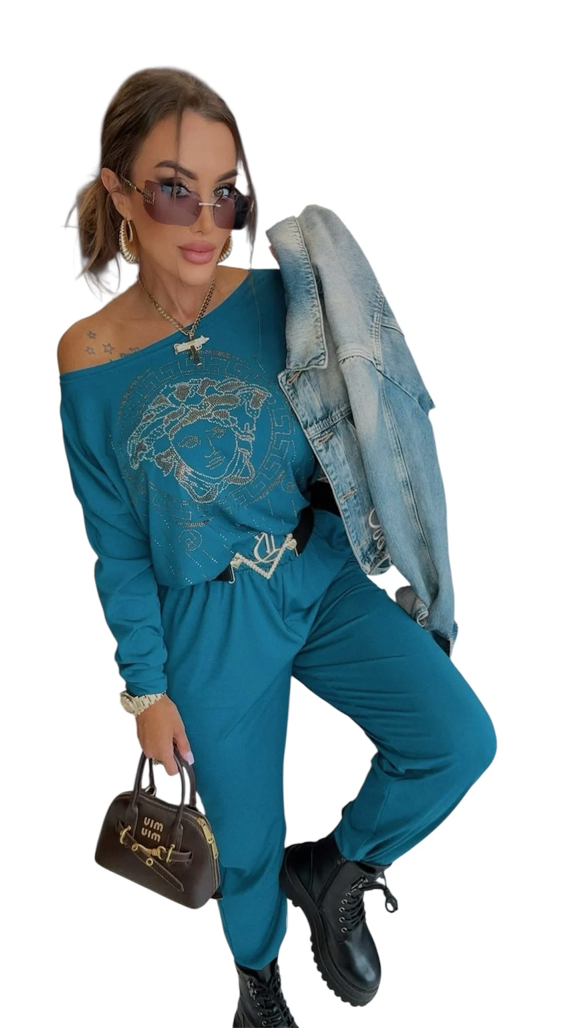 kombinezon lola bianka niebieski długi