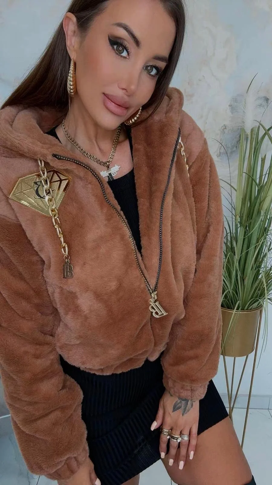 Kurtka Lola Bianka bomberka brązowa - obrazek 11