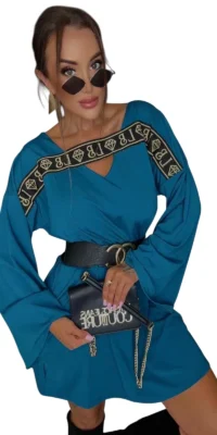 Sukienka Lola Bianka tunika niebieska wizytowa oversife