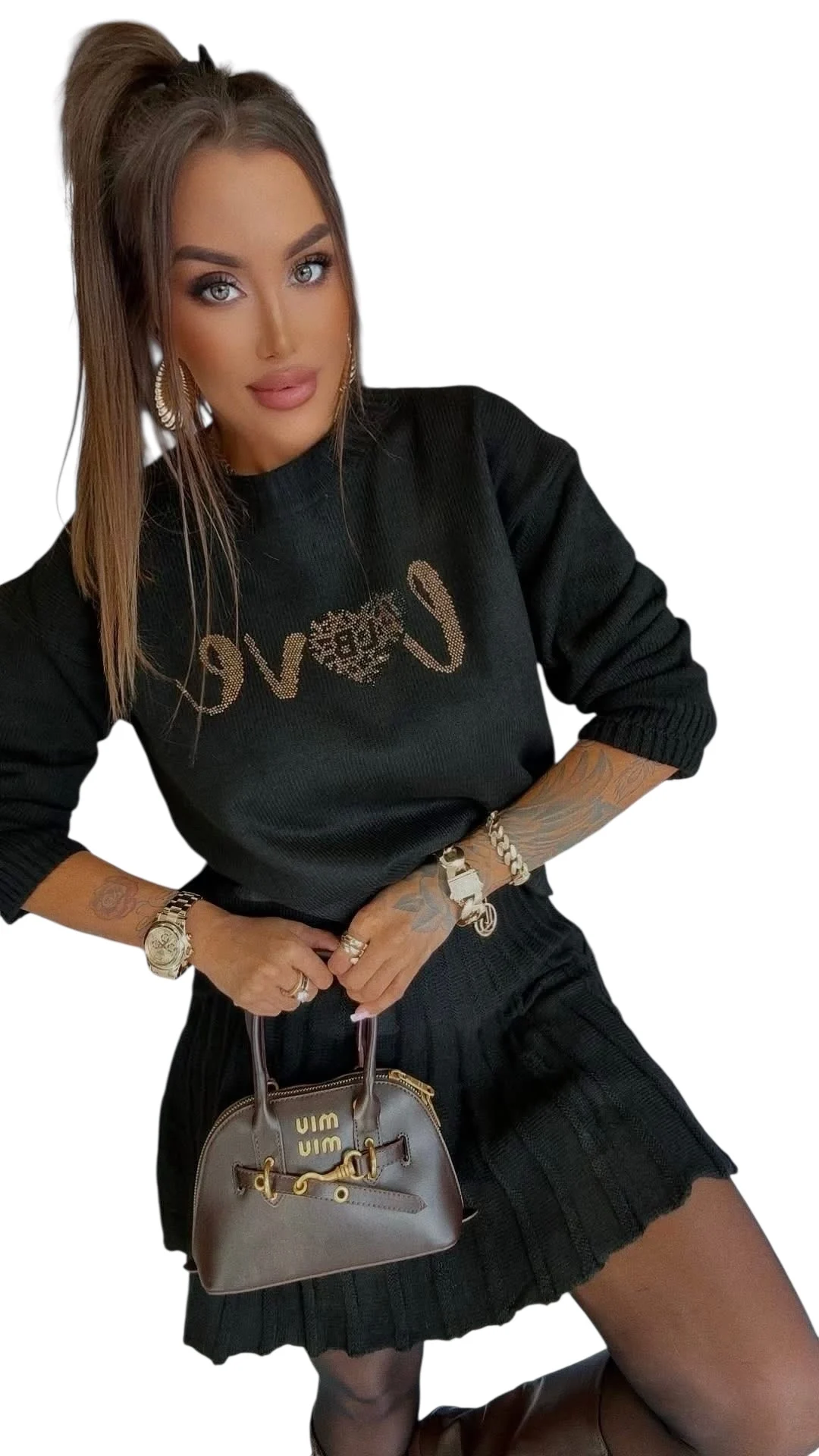 komplet dzianinowy lola bianka czarny