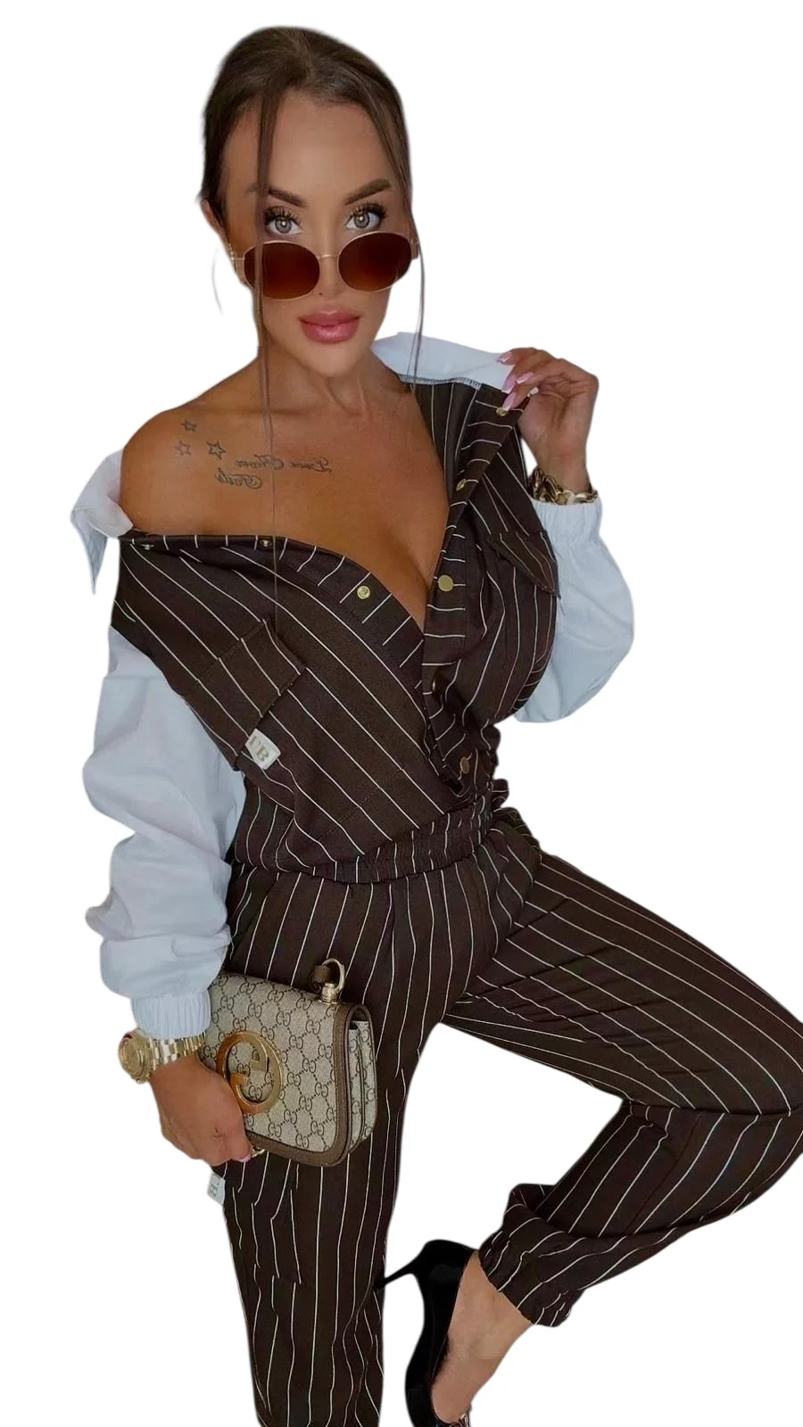 komplet lola bianka brązowy garnitur elegancki