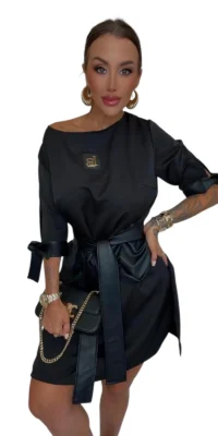 sukienka lola bianka czarne ekoskóra