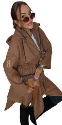 płaszcz brązowy lola bianka beżowy płaszczyk damski