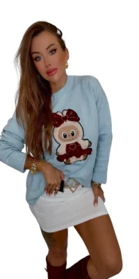 sweter niebieski lola bianka labubu