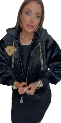 kurtka bomberka czarna lola bianka miś futerko