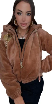 kurtka lola bianka bomberna brązowa futerko