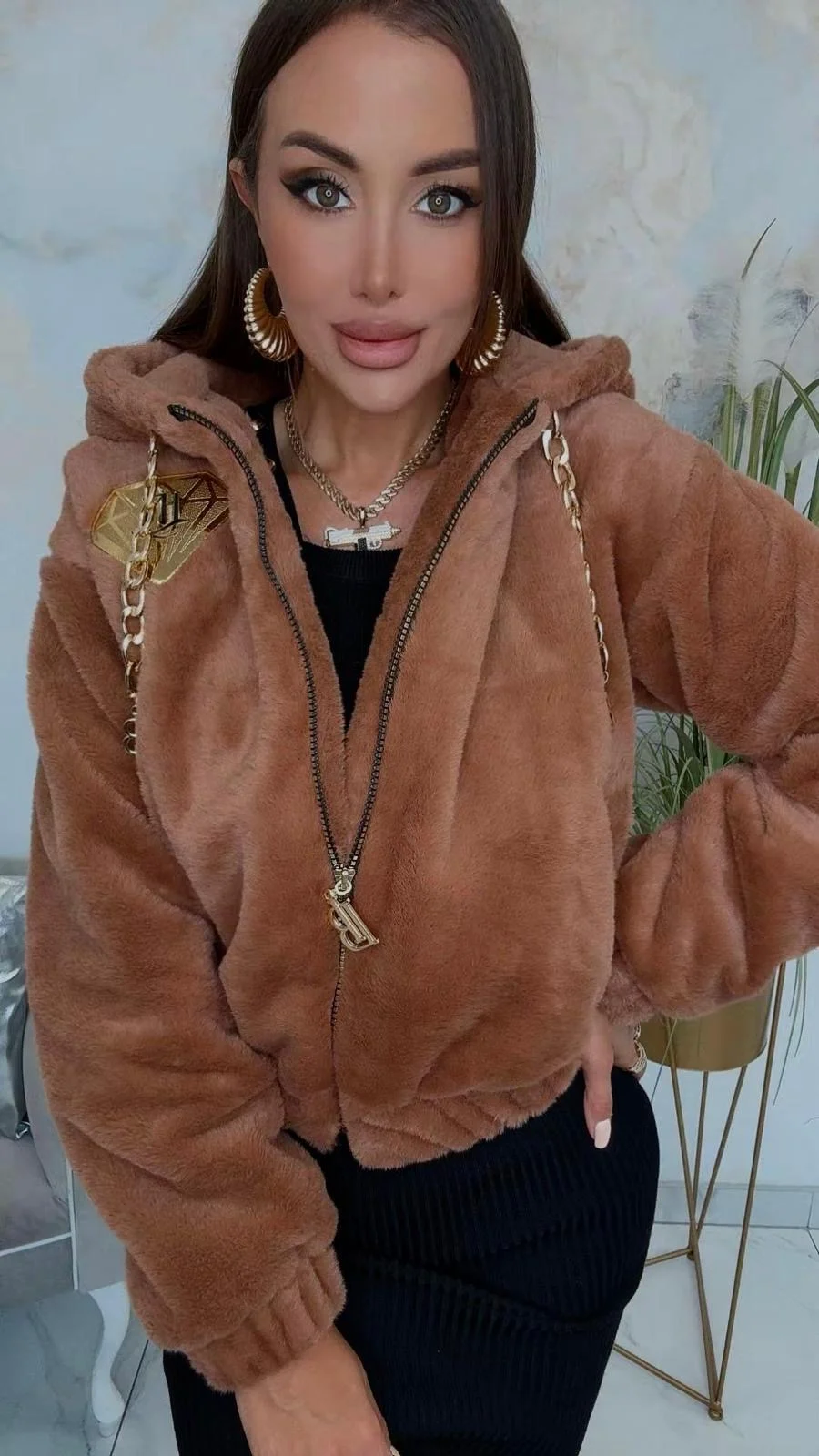 Kurtka Lola Bianka bomberka brązowa - obrazek 12