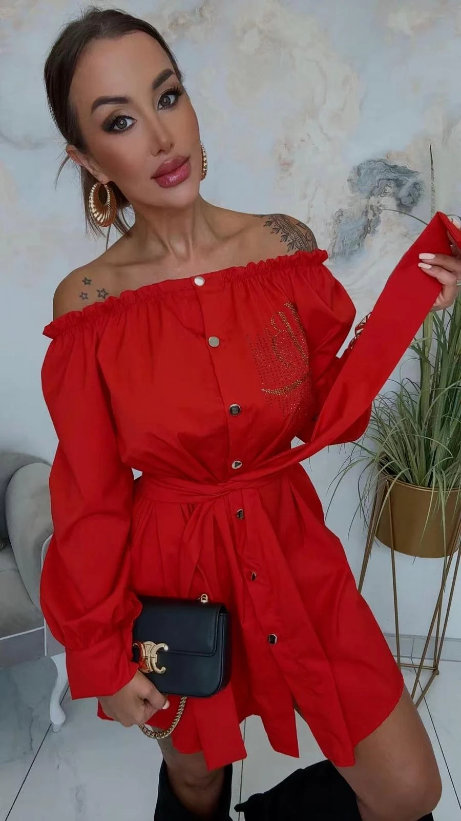 Sukienka Lola Bianka czerwona koszulowa SALE - obrazek 14