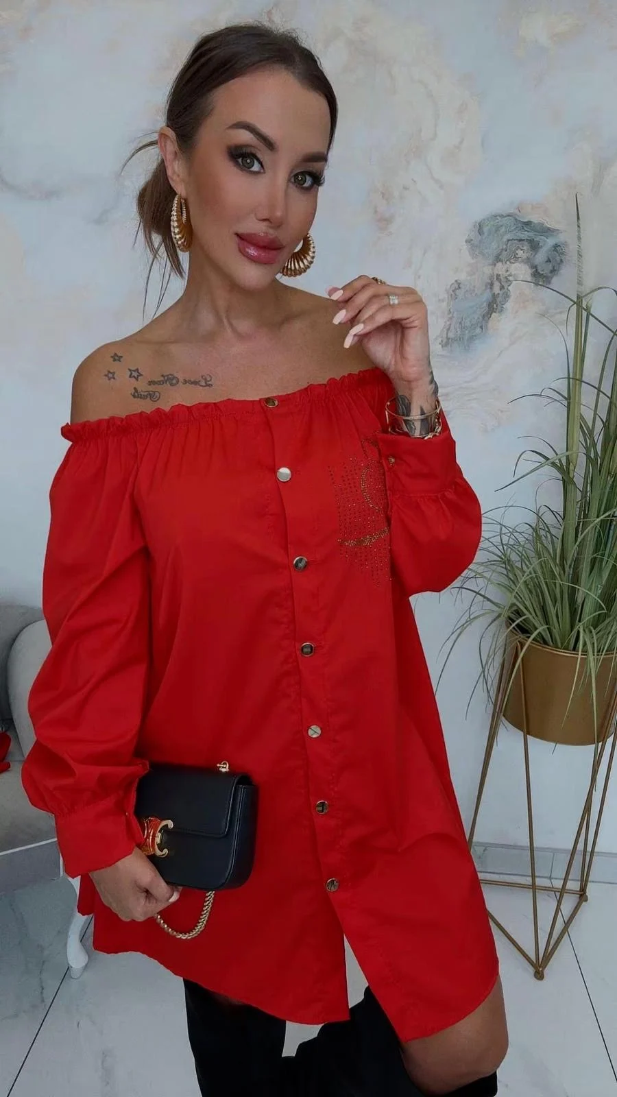 Sukienka Lola Bianka czerwona koszulowa SALE - obrazek 2