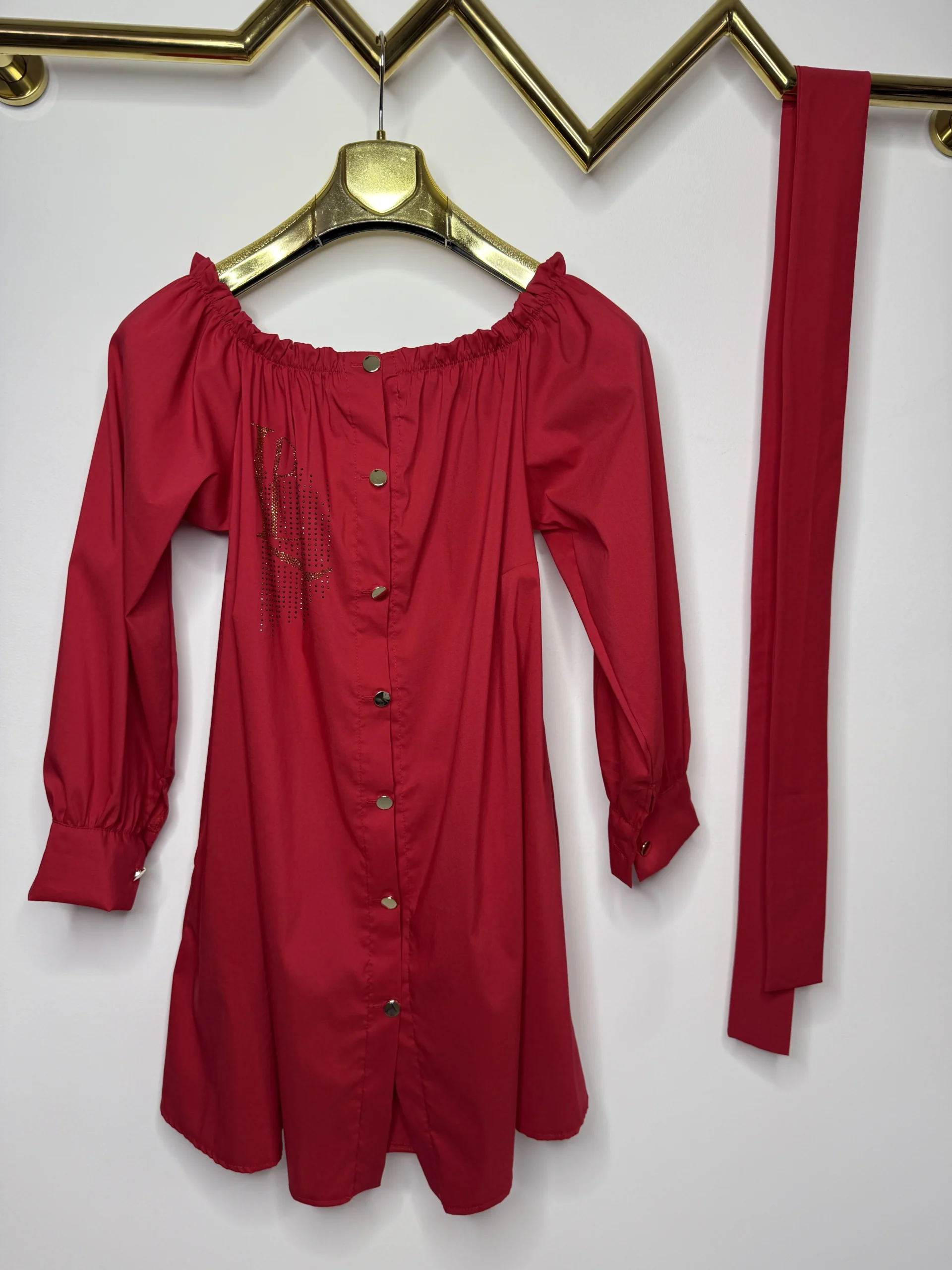 Sukienka Lola Bianka czerwona koszulowa SALE - obrazek 7