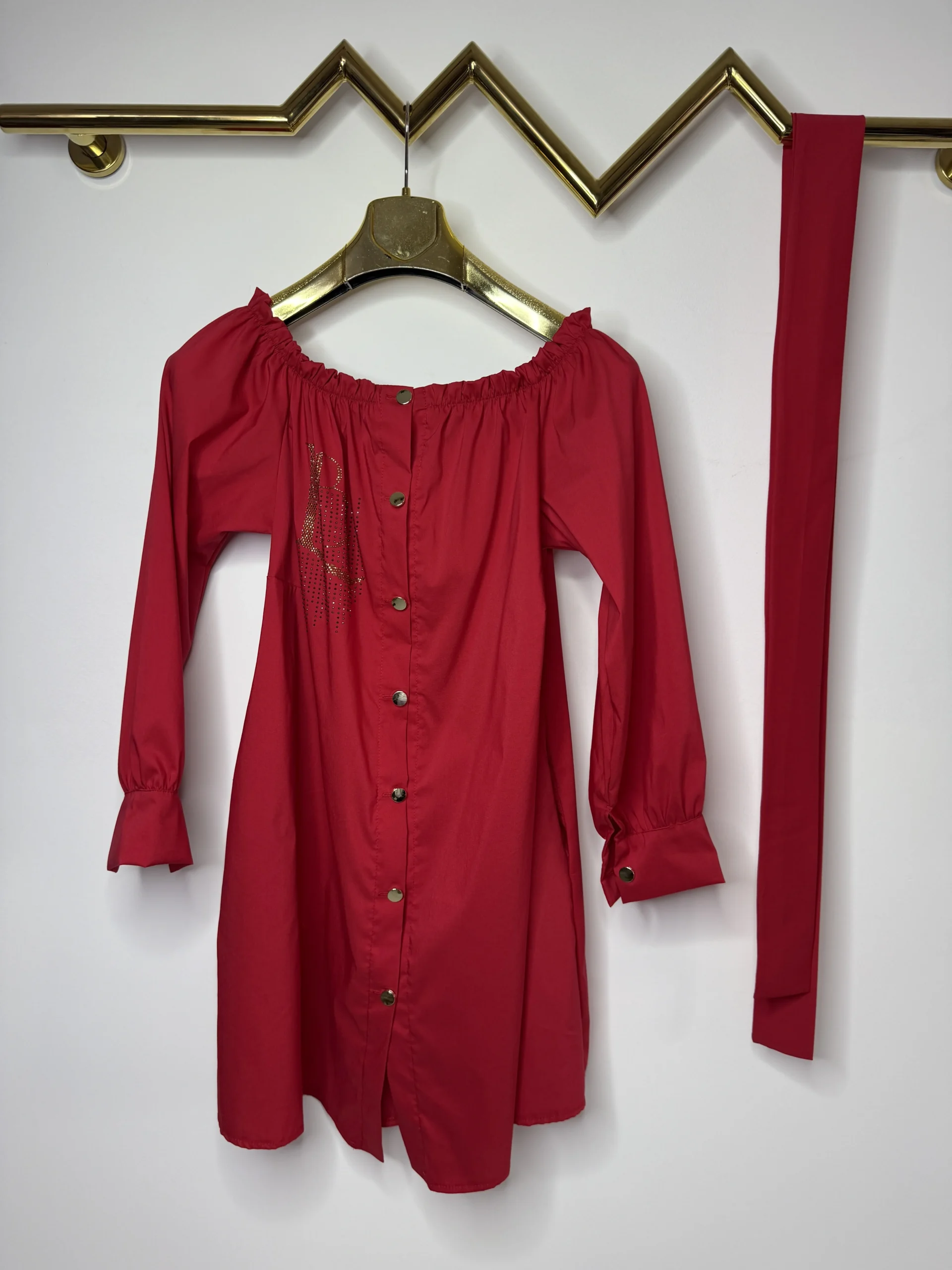 Sukienka Lola Bianka czerwona koszulowa SALE - obrazek 12