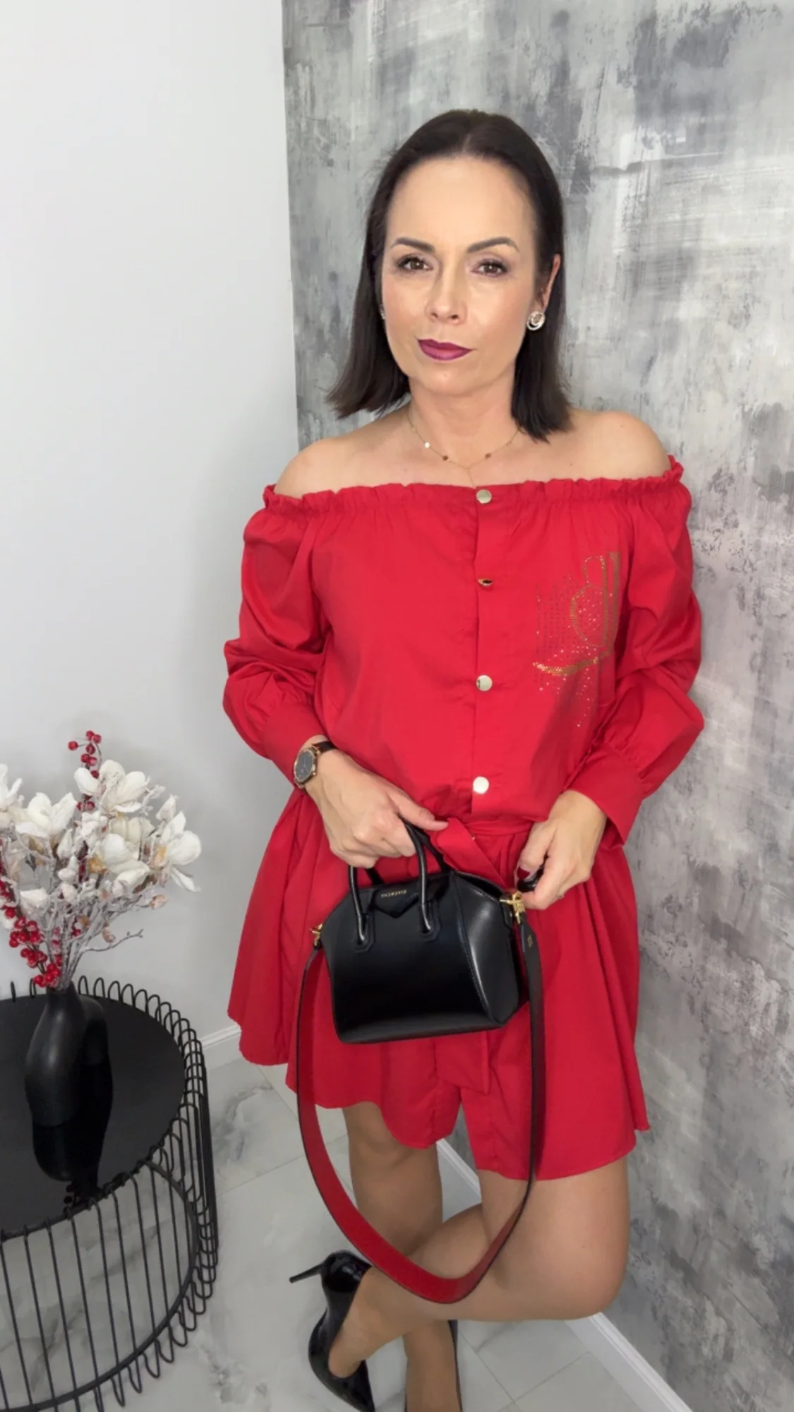 Sukienka Lola Bianka czerwona koszulowa SALE - obrazek 3