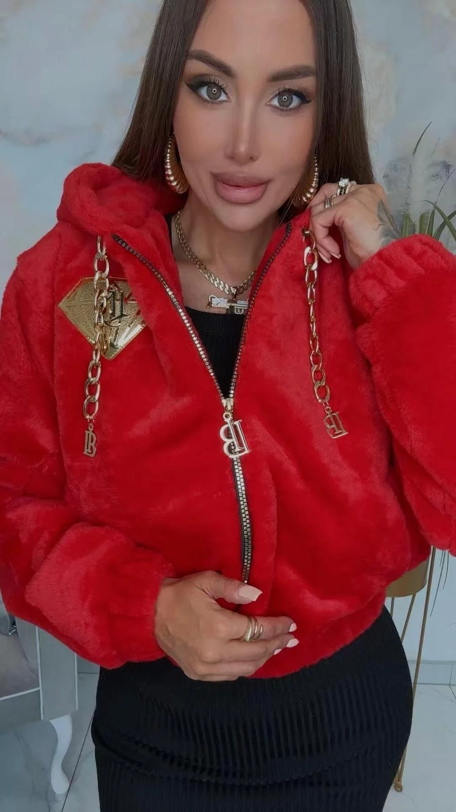 Kurtka Lola Bianka bomberka czerwona - obrazek 2