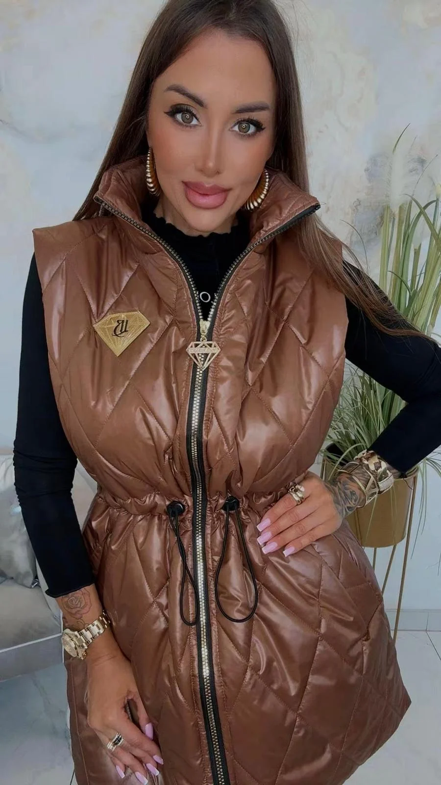 Bezrękawnik Lola Bianka kamizelka brązowa - obrazek 3