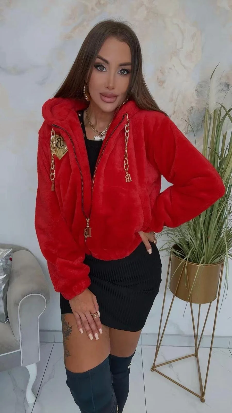 Kurtka Lola Bianka bomberka czerwona - obrazek 12