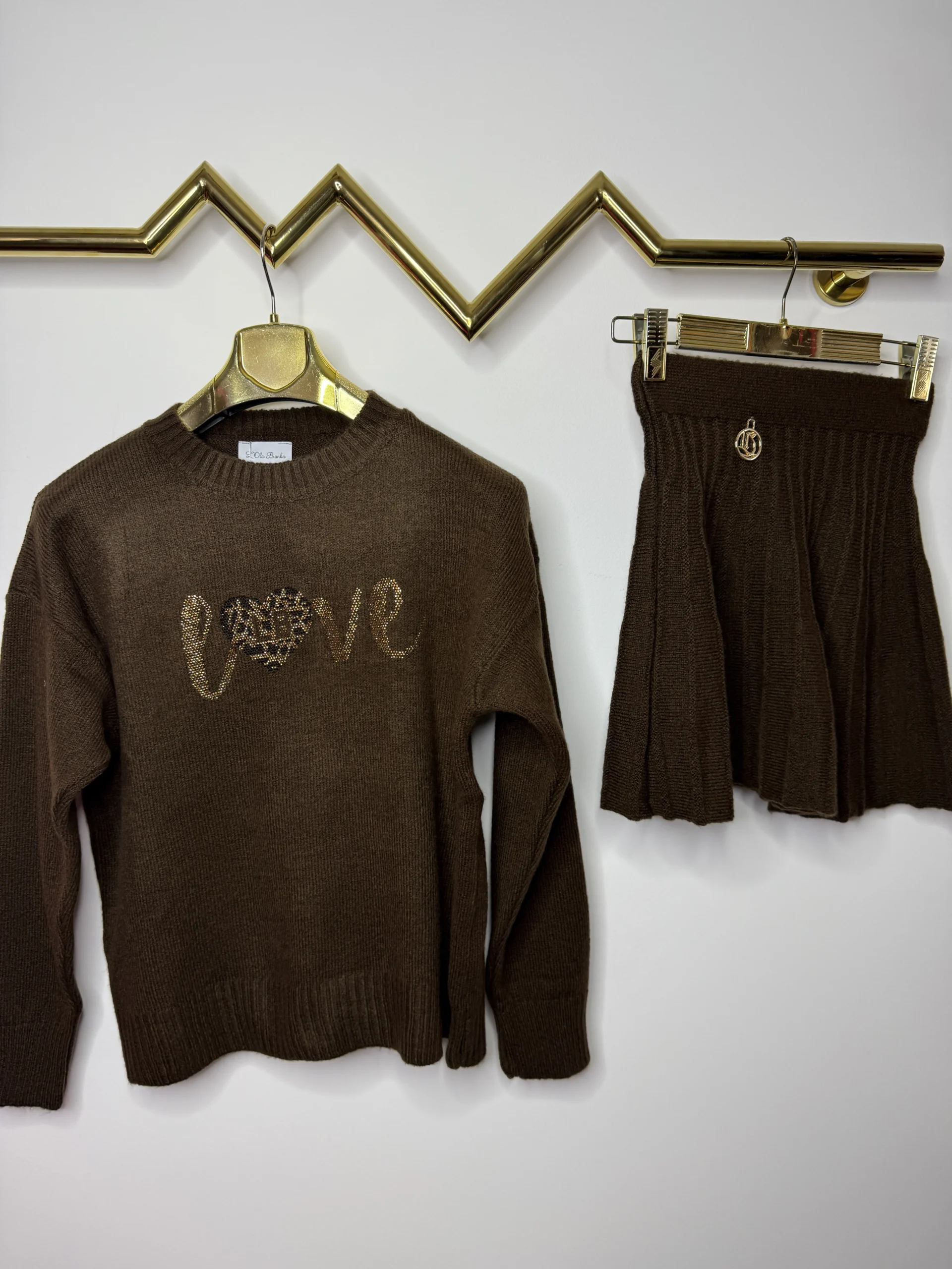 Komplet Lola Bianka dzianinowy brązowy - obrazek 5