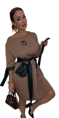 sukienka lola bianka wizytowa brązowa