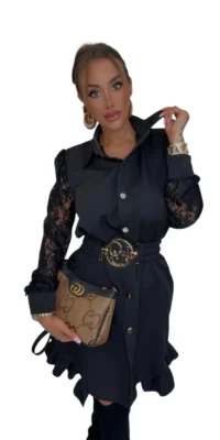 sukienka czarna lola bianka koronka