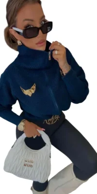 sweter granatowy lola bianka rozpinany