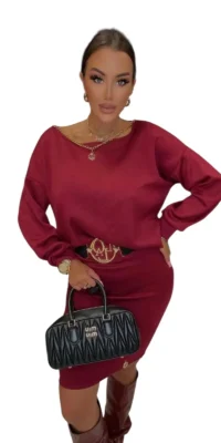 komplet dzianinowy bordowy lola bianka