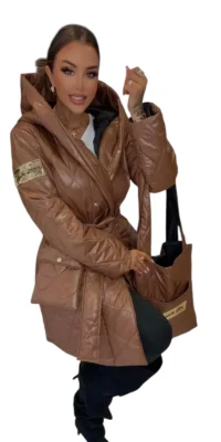 kurtka jesienna lola bianka płaszczyk pikowany kamelowy